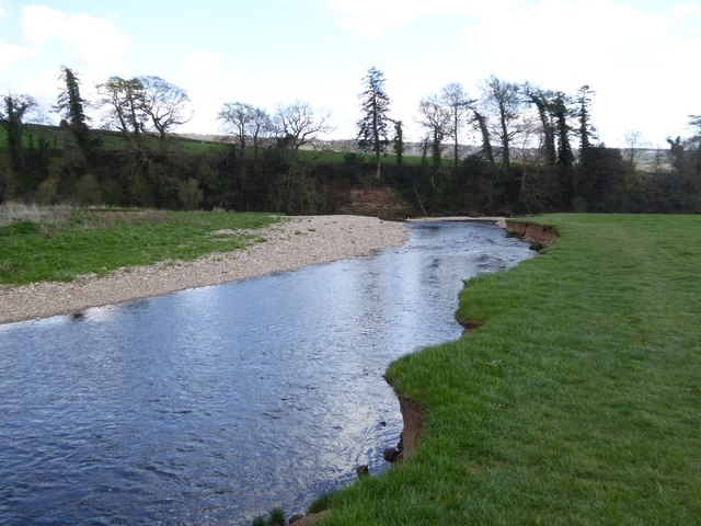 Erosion changing the course of the River Otter