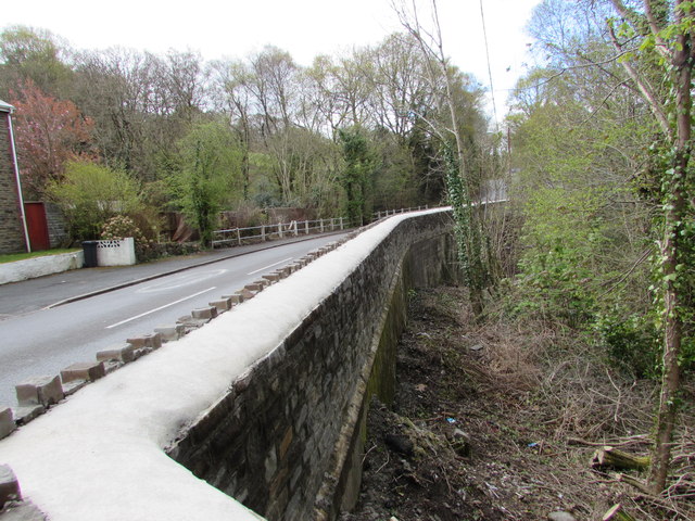 Side of a road bridge over a small stream, Clyne