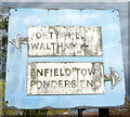 Close up, old road sign on Drapers Road