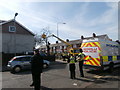 Strong police presence (two more the other side of the tree) to guard tree cutters in Caerphilly Rd, Cardiff