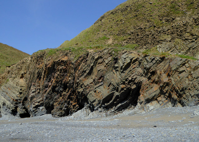 Rock strata at Welcombe Mouth, Devon