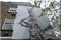 View of street art on the side of 27 Hoxton Square from Mundy Street #2