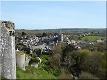 SY9682 : Corfe Castle. View of the village from the castle ruins by pam fray