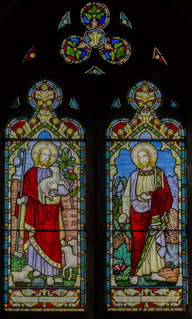 Stained glass window, St John the Baptist church, Nettleton