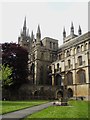 TL1998 : View of St. Peter's Cathedral, Peterborough, from the cloister by Paul Bryan