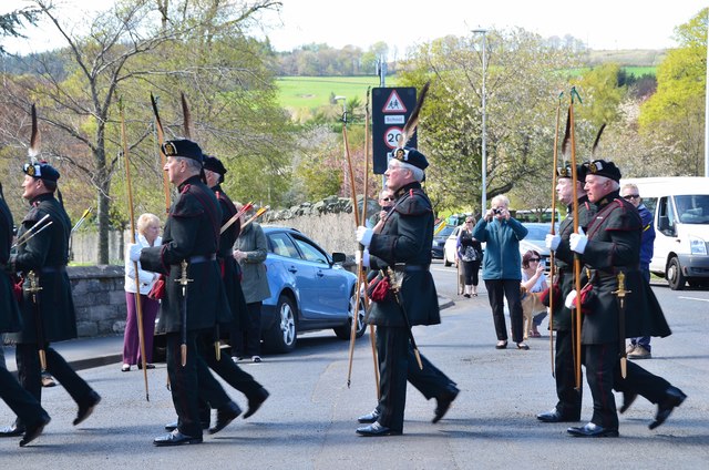 Royal Company of Archers entering Hay Lodge Park, Peebles