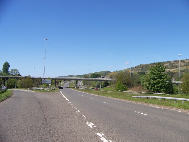 Road to Old Kilpatrick leading left off the A82