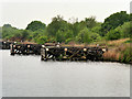 SJ5684 : Disused Jetties, Manchester Ship Canal near to Moore by David Dixon