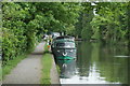 View of narrowboats moored on the Grand Union Canal near Batchworth Lock