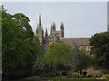 TL1998 : View of St. Peter's Cathedral, Peterborough, from Bishop's Road by Paul Bryan