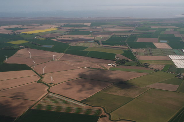 Windfarm and Fleet Haven, Gedney Marsh: aerial 2016