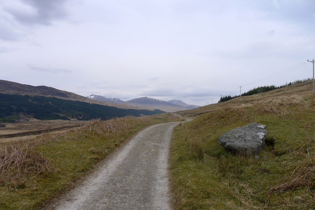 The West Highland Way in Auch Gleann, approaching the Bridge of Orchy