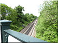 Railway goes north from bridge by Burgess Hill station