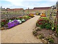 Colourful borders in the Kitchen Garden at Barrington Court, Somerset