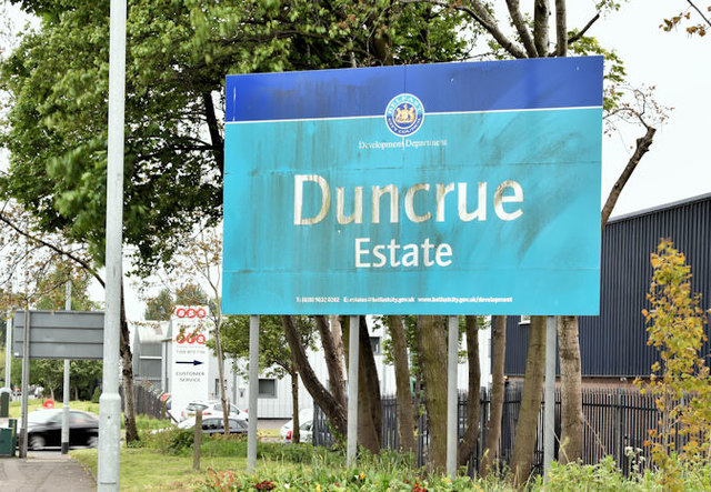 Duncrue Estate sign, Belfast (May 2016)