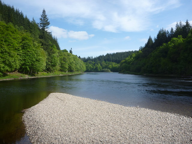 Perthshire Landscape : The River Tay - A View Downstream From Rock Pool, Dunkeld House Estate