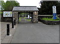 Stone lychgate at the entrance to  St Cynog