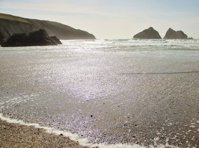 Holywell bay, against the light