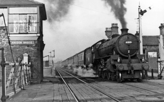 Newcastle -Carlisle express at Haydon Bridge, c.1954