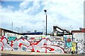 View of Hackney Wick station and street art from White Post Lane #2