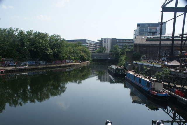 View of the Greenway footbridge from the footbridge by Old Ford Lock