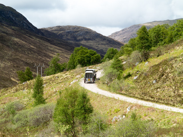 Land rover travelling along West Highland Way