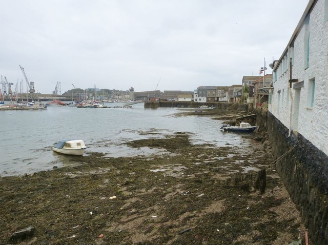 View of Falmouth Docks and Marina from end of the alley called Upton Slip, Falmouth