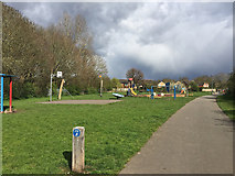SP2866 : Canalside playspace, Woodloes estate, north Warwick by Robin Stott