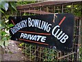 SJ8490 : Bowling club sign by Bob Harvey
