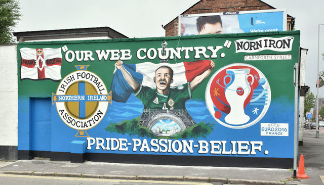 Northern Ireland (Euro 2016) football mural, Belfast (June 2016)