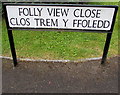 Folly View Close/Clos Trem y Ffoledd name sign, Penperlleni