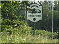 TL8684 : Thetford Town sign on the A1066 Mundford Road by Geographer