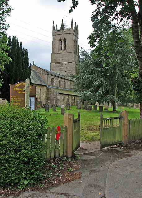 Rolleston: Holy Trinity church and the start of a footpath
