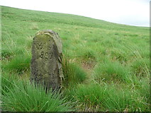 SD9920 : Boundary stone between Manshead End and Liberty Rush Bed, Soyland by Humphrey Bolton