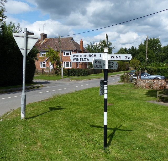 Signpost in the centre of Cublington