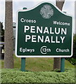 Bilingual Croeso/Welcome Penalun/Penally sign