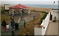 Gaily painted shelter at the end of Beach Green, South Lancing