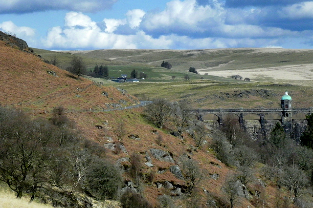 Elan Valley, View towards Craig Goch Dam and Valve Tower