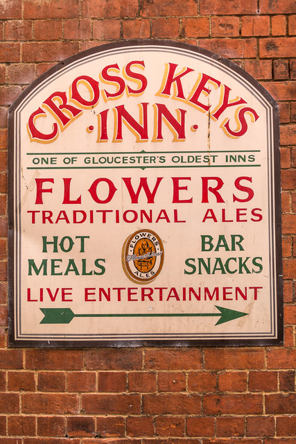 Sign for Cross Keys Inn, Cross Keys Lane, Southgate Street, Gloucester