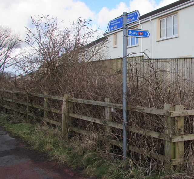 National Cycle Network route 4 signpost, Johnston