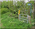 Footpath gate sign and marker post