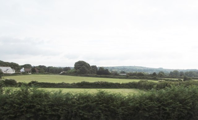 Hayfields on the east side of the A50