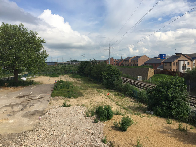 Cleared land between the River Nene and the railway, Peterborough, looking east