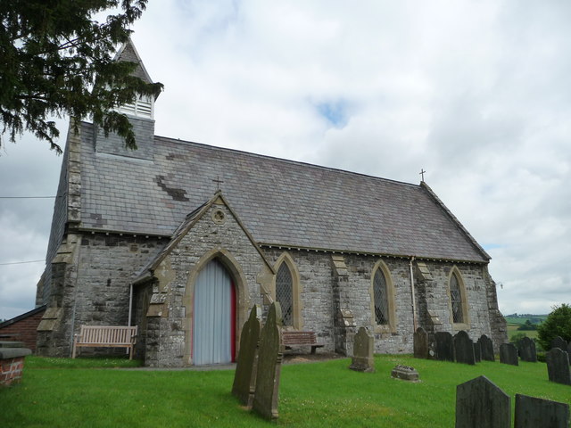 Llanwyddelan church from the south