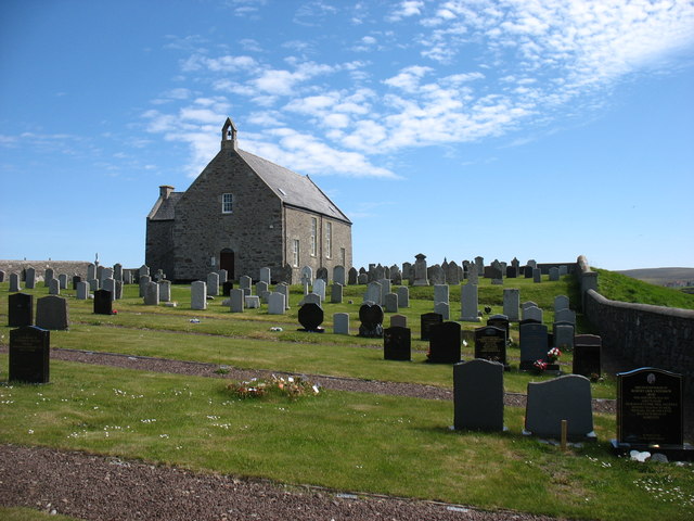 Whalsay Kirk and graveyard