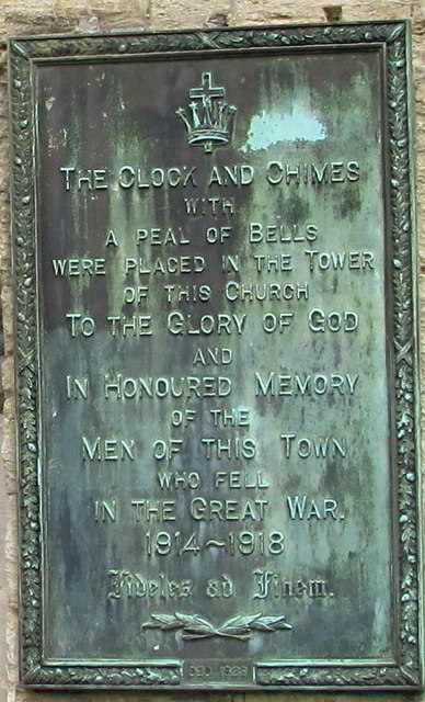 1923 plaque at the entrance to St David's Church, Neath