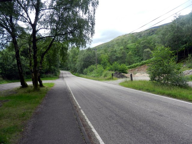 A minor road heading away from Kinlochleven