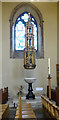 TL1407 : St Albans Cathedral - Font & cover by John Salmon