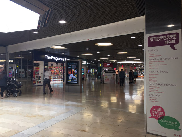 Queensgate shopping centre, ground floor, southwest side, Peterborough