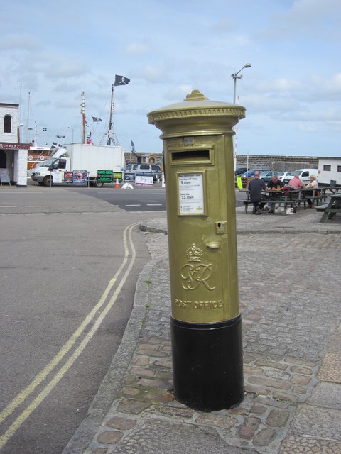 Gold 2012 Olympics Pillar Box For Helen Glover